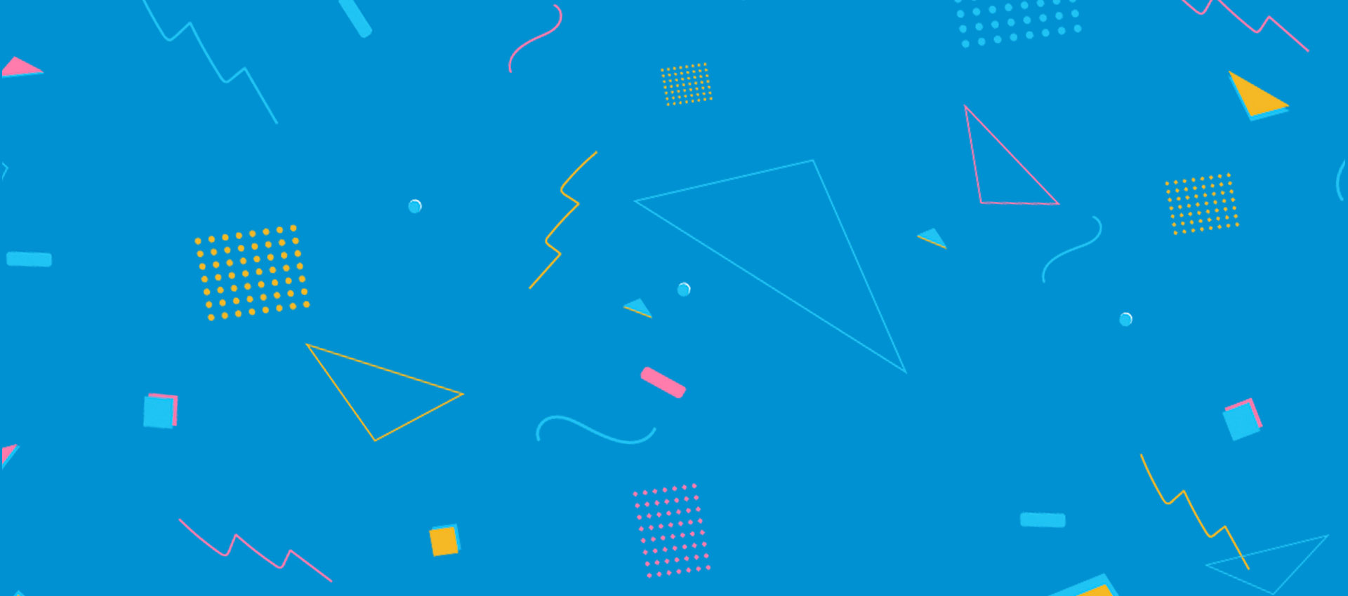90s style flat shape background with triangles and squares